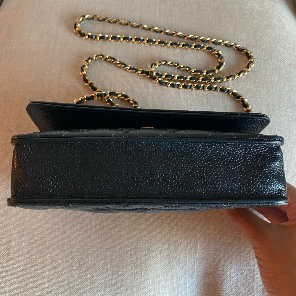 Authentic Chanel Wallet on Chain - Black Caviar Leather with Gold hardware - Picture 9 of 16